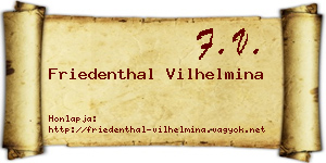 Friedenthal Vilhelmina névjegykártya